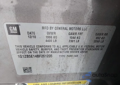 2011 Chevrolet Malibu Ls from USA, damaged, VIN 1G1ZB5E14BF261205